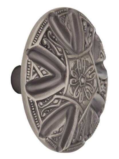 Maltese Cabinet Knob - 1 11/16 inch Diameter in Antique Pewter.